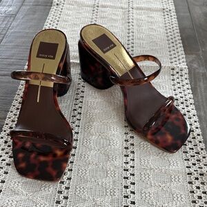 Dolce Vita Tortoiseshell Clear-Strap Block Heel Sandals - Brown